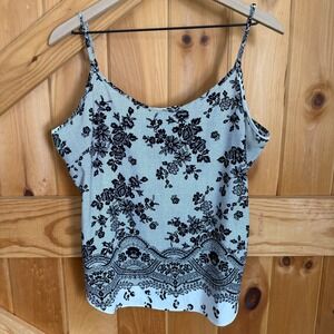 Worthington Floral Camisole Womens Large Black White Floral Adjustable Strap